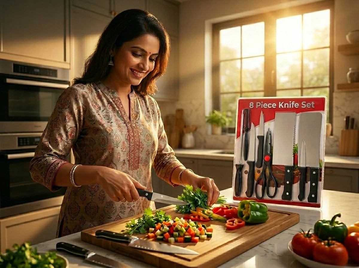 Premium 8-Piece Stainless Steel Knife Set | Only ₹599