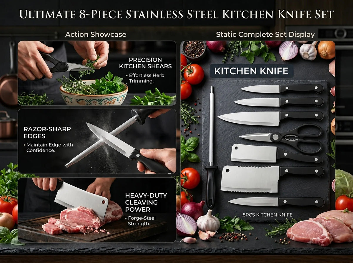 Premium 8-Piece Stainless Steel Knife Set | Only ₹599