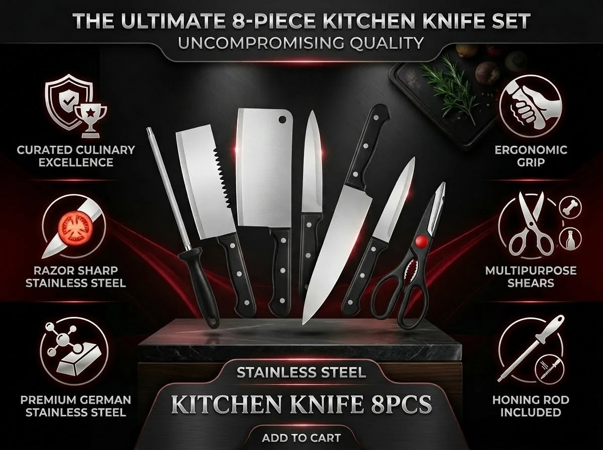 Premium 8-Piece Stainless Steel Knife Set | Only ₹599