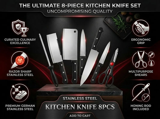 Premium 8-Piece Stainless Steel Knife Set | Only ₹599