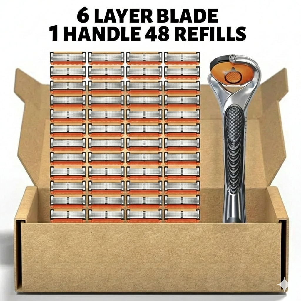 Smart Shave Pro Kit - 48 High-Performance Razor Refills with Free Handle